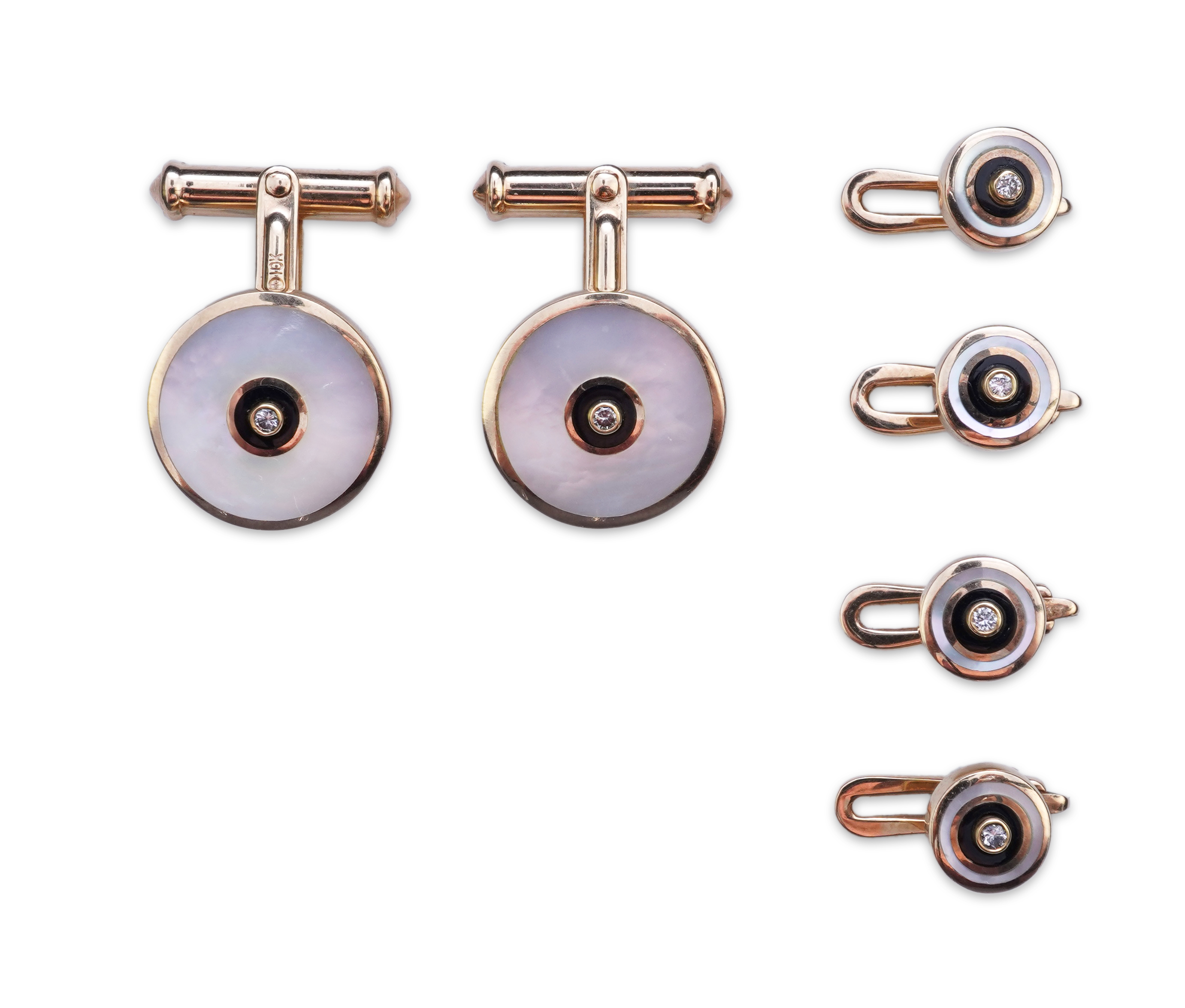 A mother of pearl and diamond dress set